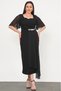 Women's Plus Size Heart Collar Chiffon Piece Stone Accessory Detail Pencil Stretchy Woven Evening Dress