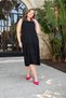 Women's Collar Sleeve Rib Detail Flared Skirt Pocket Flexible Sleeveless Viscose Midi Length Dress - 8