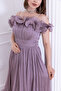 Chiffon Midi Dress with Ruffle Detail - Dried Rose - 3
