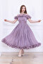 Chiffon Midi Dress with Ruffle Detail - Dried Rose - 2
