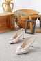 Satin Bow Detail Ankle Strap Women's Heeled Shoes - 4