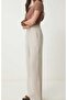 Striped Muslin Wide Leg Trousers Beige Striped - 2