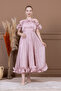 Chiffon Flounce Detailed Midi Dress - Pudra - 6