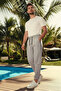 Men's Light Gray Micro-Patterned Lounge Joggers