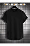 Men's Black 2-Piece Oval Suit T-Shirt & Shorts Combed Cotton Fabric Straight - 4