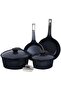 Aeni Cooking Set, 8 Pieces Set, Black Marble Color