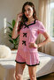 Pink Summer Lace Detailed Shorts Pajama Set - 2