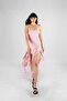 Ruffled Strapless Midi Length Pink Dress - 3