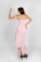 Ruffled Strapless Midi Length Pink Dress - 8
