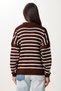 Women's Brown White Polo Neck Crop Knitwear Sweater US00293 - 4
