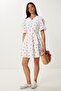 Women's Ecru Heart Belted Mini Woven Dress DK00174 - 2