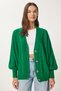 Women's Emerald Green Braided Balloon Sleeve Loose Knitwear Cardigan ZA00039 - 2