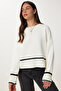 Women's Ecru Stripe Detailed Knit Sweater PF00041 - 3