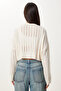 Women's Cream Openwork Crop Knitwear Sweater MT00147 - 5