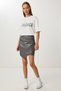 Women's Gray Asymmetrical Mini Faux Leather Skirt Gp00030