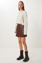 Women's Brown Slit Mini Faux Leather Shorts Skirt Gp00029