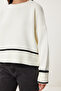Women's Ecru Stripe Detailed Knit Sweater PF00041 - 5