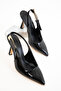 Black Patent Leather Women's Classic Heeled Shoes 20801 - 2