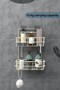 Adhesive 2 Tiers Shower Shelf Bathroom Organizer Basket with Hooks Stainless Shampoo Holder Hanging Without Punching Beige - 2