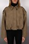 Khaki Oversized Fit Suede Bomber Thin Jacket Coat TWOAW26MO00125 - 3