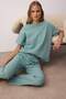 Yeşil Bel Bağlama Detaylı Waffle Örme Pijama Takımı THMAW26PT00050