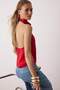 Kırmızı Saten Degaje Party Bluz TPRAW26BZ00003 - 6