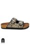 Daily Women's Black Slippers Double Buckle Pebble Stone Oval Toe Cork Sole Low Heels 1792 - 6