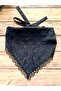 Black Brode Cotton Fabric, Lace-Up Lace Fisto Bandana |   Handmade