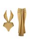 Women's Metal Accessory Swimsuit + Pareo Skirt Set 2 Piece up Set Bodysuit Beach Fashion