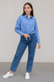 Women's Oversize Bolkesim Linen Shirt - Blue - 3