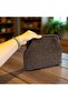Women's Handmade Brown Glittery Thread Knitted Scholarship Bag - 4