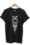 Wolf Printed 100% Cotton Black Crew Neck Basic T-Shirt