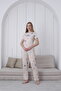 Women's Pajama Set Simple & Elegant: Cotton Heart-Shaped – Crew Neck, Nude Color - 5