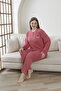 Women's Pajama Set Large Size Pink Patterned |   100% Cotton, Long Sleeve Comfort - 3