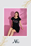 Women's Nightgown Breathable Short-Sleeved Cotton Texture, Black Pattern