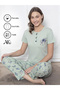 Women's Pajama Set Comfortable & Natural: Green 100% Cotton – Short Sleeve, 2 Pieces - 2