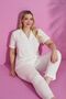 Women's Pajama Set Comfortable Summer Cotton White Striped – Large Size, Short Sleeve, Set of 2 - 3