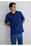 Blue Basic T-Shirt with Pocket Detail Loose Fit / Loose Relaxed Cut 066248-70722 - 2