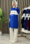 Printed Aycan Set Crystal Fabric Women's Cobalt Blue Casual Sports Two-Piece Set with Pants - 6