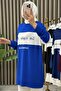 Printed Aycan Set Crystal Fabric Women's Cobalt Blue Casual Sports Two-Piece Set with Pants - 3