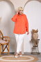 Women's Orange Stone Design Large Size Shirt - 2