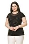 Women's Plus Size Black Stone Embroidered Tulle Detailed Bodysuit 15E-70007 - 2