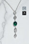 🌠 'Y' Model Stone Steel Necklace 🎨   Green Silver - 2