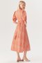 Red Striped Midi Shirt Dress with Tie-Up Detail at Waist - 4