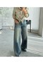 2020 Women's Lycra Free Palazzo Jeans Jeans Denim Trousers - Washed Blue - 3