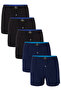 Men's 5-Piece Cotton Combed Cotton Navy Blue Boxers with Elastic Waist and Buttons