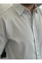 Men's Relaxed Cut Striped Cotton Shirt White Eca008 - 4