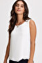 Women's White Front Lined Sleeveless Slim Fit Casual Stylish Chiffon Blouse - 3