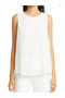 Women's White Front Lined Sleeveless Slim Fit Casual Stylish Chiffon Blouse - 2