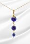 Lapis Lazuli Beaded Gold Color Dangle Earring and Necklace Set - Natural Stone Jewelry Set - 5